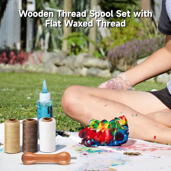 3 Pcs Wooden Thread Spool Set - Image 2