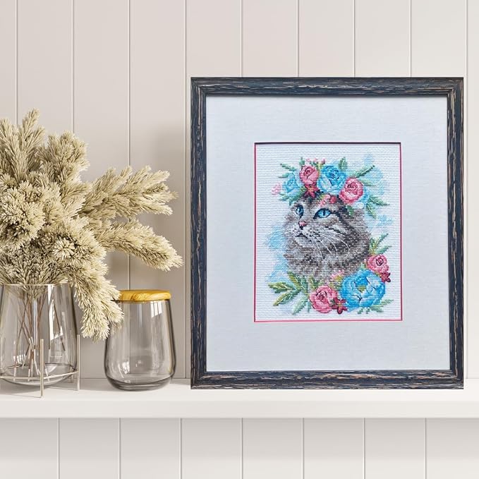 RIOLIS Cat in Flowers 2088, Cross Stitch Kits 6"x7", Cat Lovers & Advanced - Image 4