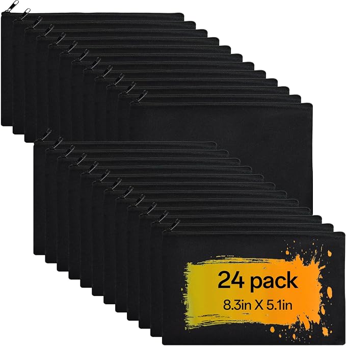 ZeeDix Canvas Zipper Pouch Bulk – 8.3 x 5 Inches Cotton Canvas Pouches by ZeeDix