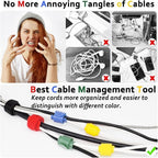100pcs Cable Ties Reusable Rainbow Color Wire Ties Cable Management Cord Ties - Image 3