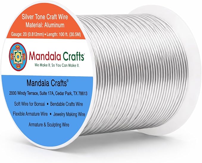 Mandala Crafts 20 Gauge Silver Tone Anodized Aluminum Craft Wire, 100 FT | by MandalaCrafts