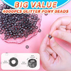 IOOLEEM 4000pcs Black Glitter Pony Beads, Beads - Image 2