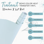 Tintnut Sky Blue Heat Transfer Vinyl, 10inx6ft Iron on Vinyl | Neutral boho PU - Image 2
