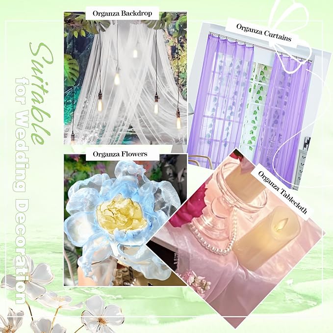 VACVELT White Sheer Organza Fabric by The Yard 60" Wide | Semi-Transparent - Image 5