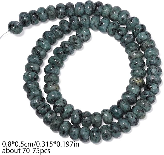 Songxi 5x8mm Natural Grey Sesame Jasper Stone Rondelle Beads, Gemstone - Image 2