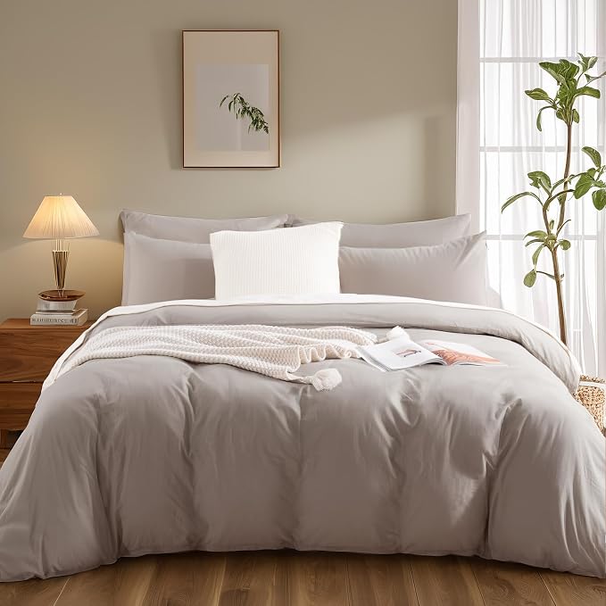 NEXHOME PRO Duvet Cover Full 100% Washed Cotton Linen Feel Textured Organic - Image 3