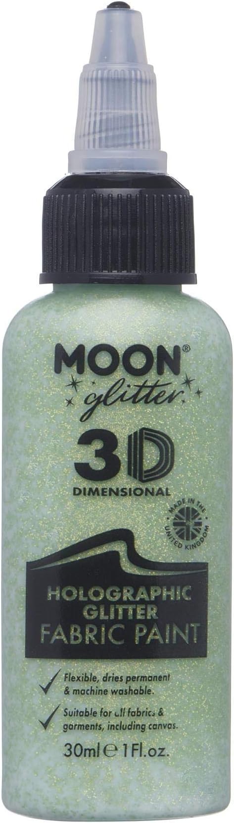 Moon Glitter - Holographic Glitter Fabric Paint - 30ml - Green by Moon+Glitter