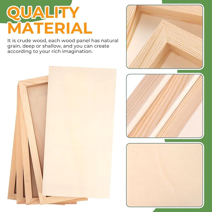 FSWCCK 5 Pack 6 x 12 inch Wood Panel Boards, Unfinished Wood Canvas Panels - Image 3