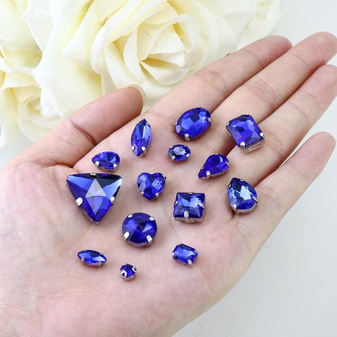 Dowarm Sew on Rhinestones 104 PCS Mixed Shapes Glass Sew on Crystals - Image 2
