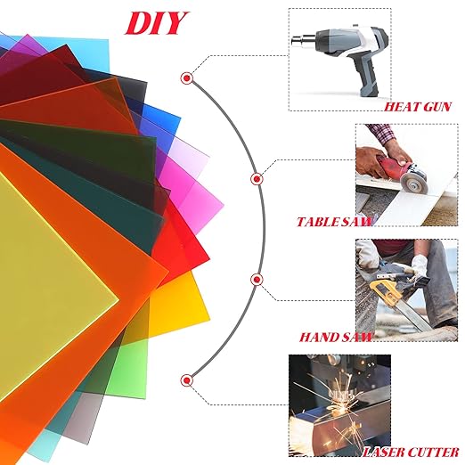 Macarrie 12 Pcs Colored Acrylic Sheets 1/8 Inch Thick Translucent Colored - Image 4