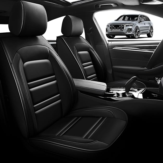 Seat Cover for Audi q7 2017-2025 | Car Seat Covers Front Seats, Waterproof Seat Protectors, Automotive Front Seat Covers (Front Seat, Black)