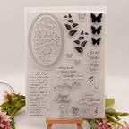 Vintage Words Music Background Clear Stamps Cards by AHTOLS