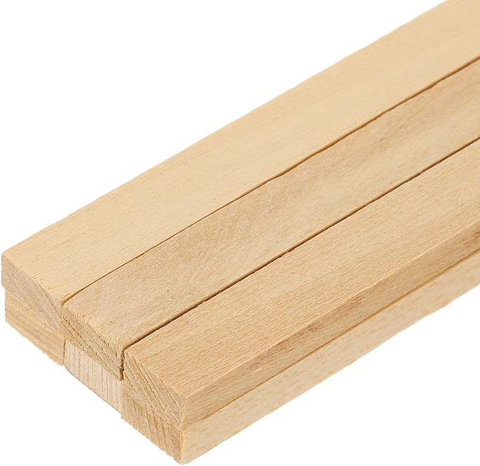 MECCANIXITY 6Pcs Basswood Sticks, 3/8" x 3/16" x 16" Square Wooden Dowel Rods by MECCANIXITY