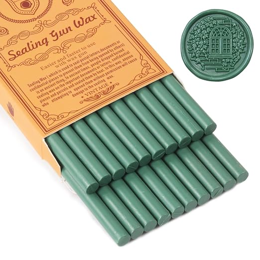 Olive Green Sealing Wax Sticks, WASOHLING 20Pcs Glue Gun Wax Seal Sticks by WASOHLING