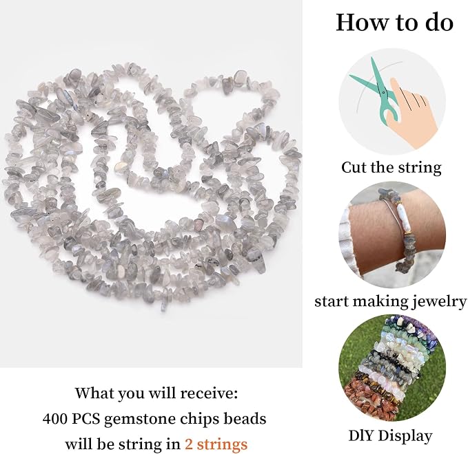 400pcs Natural Chip Stone Beads - Image 9