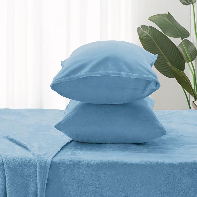 BEDELITE Flannel Sheets Queen Size Forever Blue - Image 7