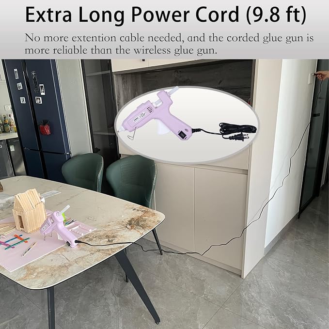 Full Size Hot Glue Gun with 60W/100W/OFF Switch, 9.8ft Extra-long Power Cord - Image 2