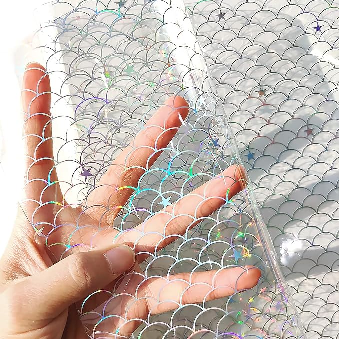 HYANG Transparent Fan PVC Super Clear Holographic Vinyl Faux Leather Sheets 1 - Image 2