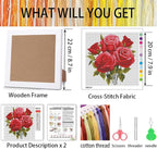 Red Roses Cross Stitch Kits for Beginner, Flowers Stamped Cross Stitch Kits - Image 3