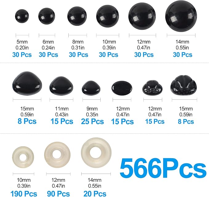 Yexixsr 566PCS Safety Eyes for Amigurumi, Various Sizes Crocheting Safety Eyes - Image 4