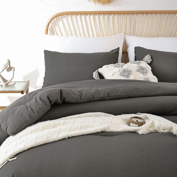 ROSGONIA King Size Comforter Set Charcoal Grey, All Season Bedding Lightweight - Image 3