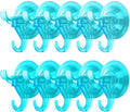 Antimbee Suction Cup Hooks,10 Pack Clear Shower Suction Hooks, Heavy Duty Vacuum Suction Cups, Removable Reusable Bathroom Suction Hook for Window, Tile Wall, Glass Door (Transparent Cyan)
