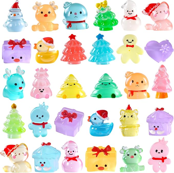 DIYDEC 40PCS Mini Christmas Luminous Figurines 40 Styles Christmas Resin by DIYDEC