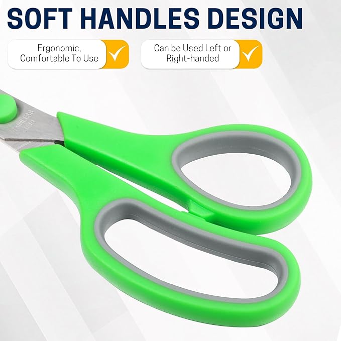 BURVAGY 8" Multipurpose Scissor Bulk 48 Pack, Comfort Grip Handles Ultra Sharp - Image 5