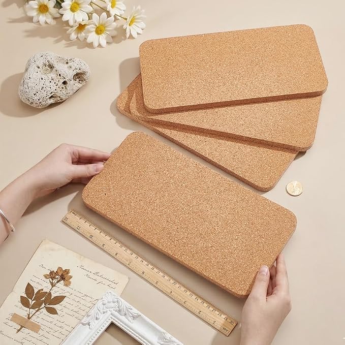 OLYCRAFT 4Pcs Rectangle Bulletin Boards 6x12 Inch Non Self-Adhesive Wood Cork - Image 3