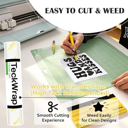 TECKWRAP Glossy Black Glitter Permanent Vinyl 12" x 5ft Roll, Shimmer Adhesive - Image 5