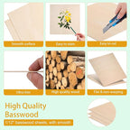 30 Pack Basswood Sheets 12x12x1/12 Inch, Plywood Sheet Unfinished Wood Boards - Image 3