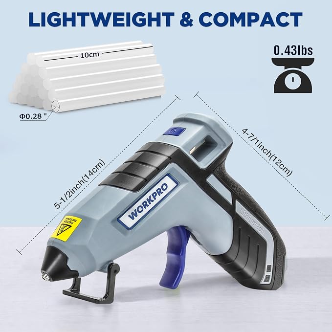 WORKPRO 3.6V Cordless Hot Glue Gun, Fast Preheating, Smart Power-Off, USB-C - Image 5