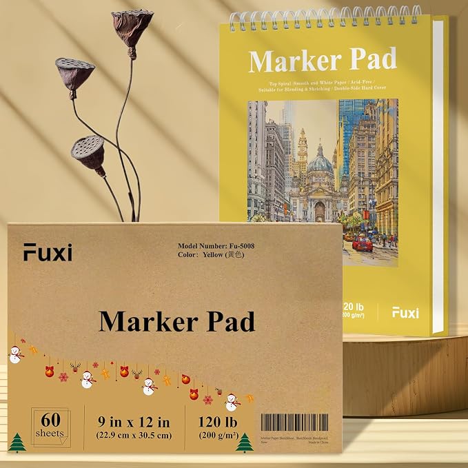Marker Paper Sketchbook 9"X12", 120lb/200gsm Thick Marker Paper, 60 Sheets - Image 7