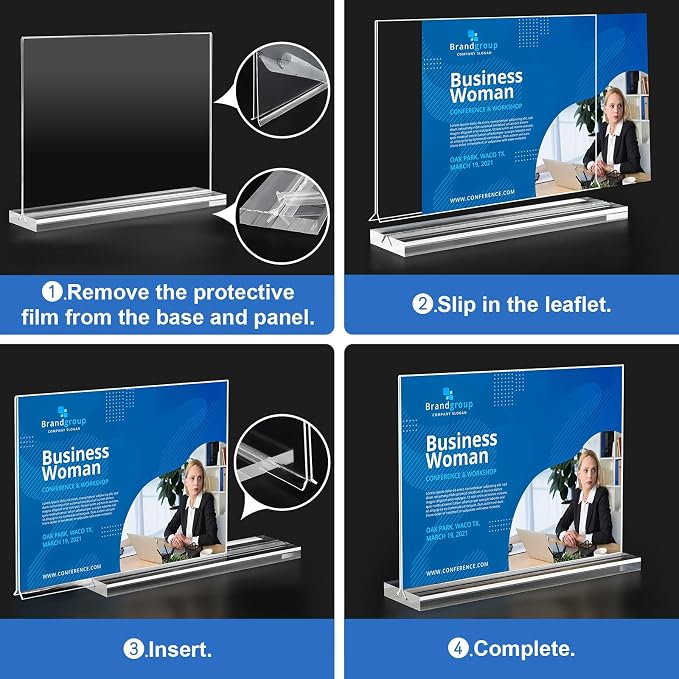 Acrylic Sign Holder 7x5, 6 Pack Clear Sign Holder Double Sided Table Menu - Image 6