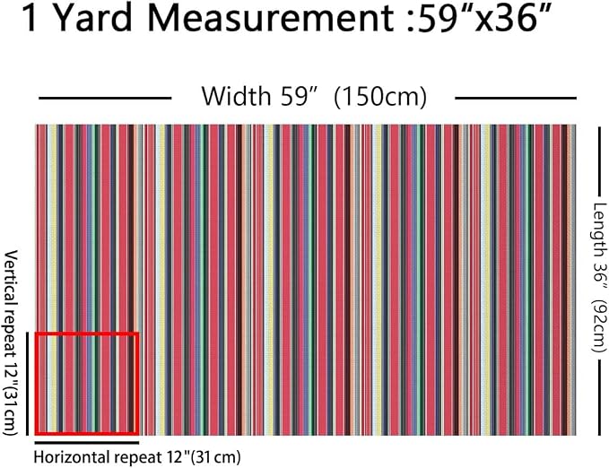 Mexico Style Fabric by The Yard, Colorful Stripes Soft Flannel Polyester No - Image 2