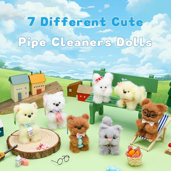 ZXIIXZ 104 Pcs Pipe Cleaners Craft, Cute Large Plush Pipe Cleaner Supplies Kit - Image 6