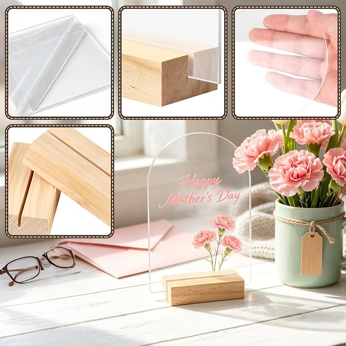 Bercoor 15 Pack 4x6 Inch Blank Clear Arch Acrylic Sign - Image 3