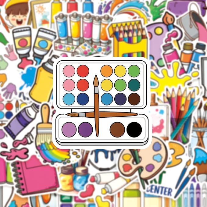 50 Pcs Cute Art Painting Supply Stickers - Image 5