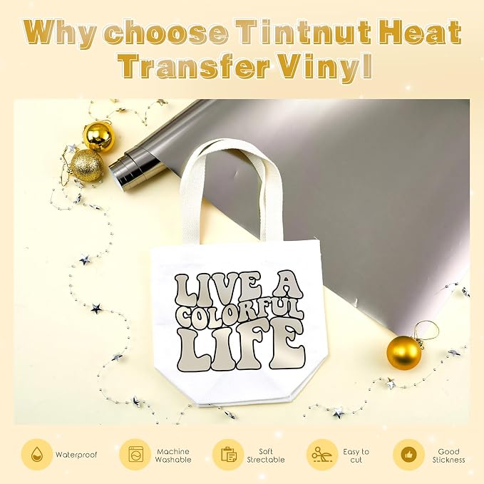 Tintnut Dark Sky Gray Holographic HTV Vinyl Roll, easy cut & weed, stretch - Image 3