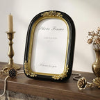 Cuspin Vintage 5x7 Picture Frame Black and Gold, Ornate Arched Resin Photo Frame - Image 2