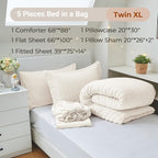 MUXHOMO 5 Pieces Twin XL Comforter Set, Seersucker Bed in a Bag Twin XL Size - Image 4