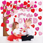 Whaline 99Pcs Valentine's Day Tree Bulletin Board Decoration Red Pink Heart - Image 6