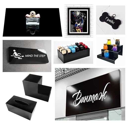 Black Acrylic Sheet 12" x 16" x 1/8", 2 Pack Black Cast Plexiglass Sheets Glass - Image 7