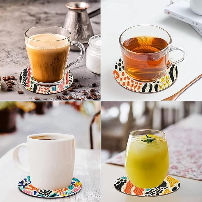 EWJRNSF 8 PCS Diamond Art Coasters Kit, Small Diamond Painting Coasters - Image 6