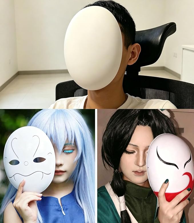 Plastic Craft Mask White Blank DIY Mask Base | Plain Paintable, Cosplay Costume - Image 4