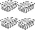 LeleCAT Wire Baskets with Handles, Wire Storage Organizer Baskets, Household Refrigerator for Cabinets, Pantry, Closets, Bedrooms - Set of 4（Black)