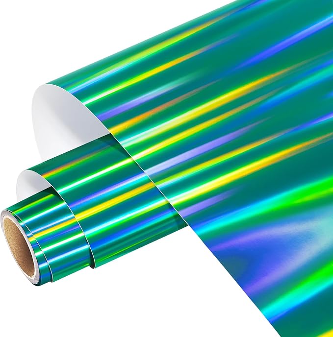 WRAPXPERT Holographic Vinyl Roll Green, Holographic Permanent Vinyl Glossy by WRAPXPERT