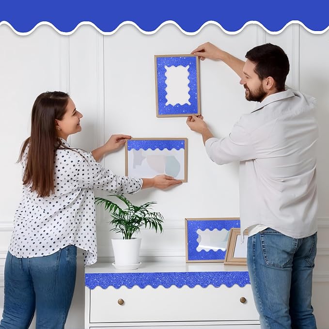 70Ft Shine Deep Blue Bulletin Board Borders，Scalloped Poster Boards Decorations - Image 7