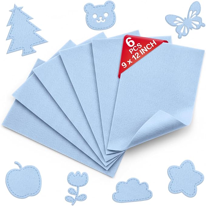 Baby Blue Soft Felt Sheets for Crafts, 1.6mm Thick, Kids' Crafts, DIY Projects by Grainear