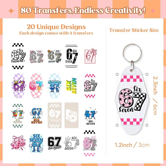 KACIOLA STUDIO 80PCS 67 UV DTF Wrap Stickers-67 Theme UV DTF Stickers - Image 2